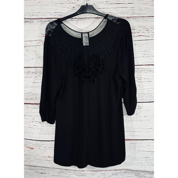 Harley-Davidson Womens Black Genuine Motorcycles Rhinestone & Lace Top Size L Se - Picture 10 of 14